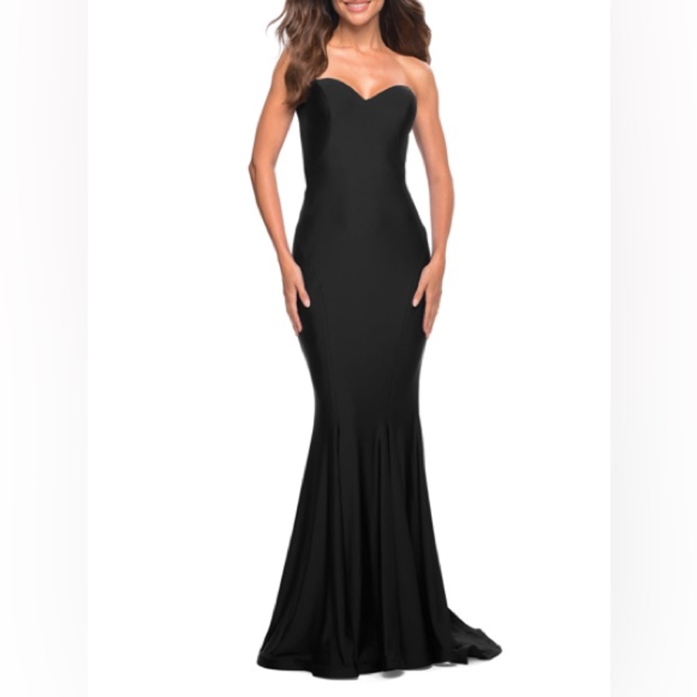 Black formal gown bridesmaids dress Lazaro Noir style 3234